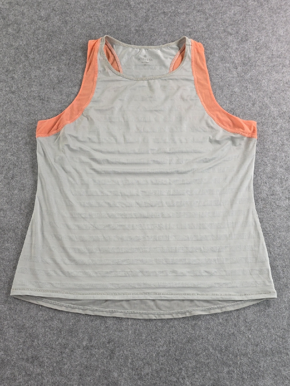 Athleta Women's Light Gray Tank with Coral Trim XL Top Gym Workout